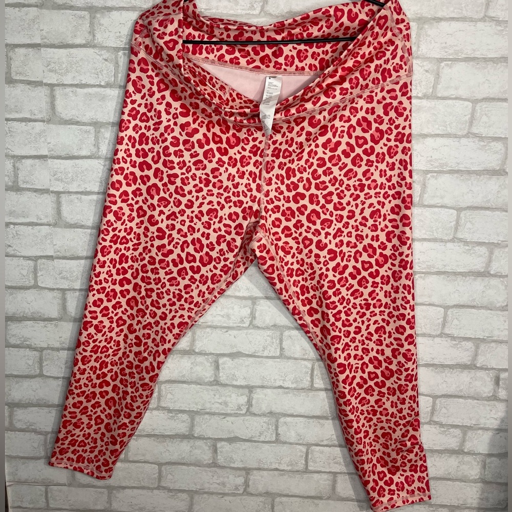FABLETICS Leggings Womens 2X High Waist Powerflex 7/8 Pants Pink Stretch #400